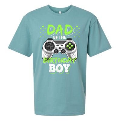 Men Dad Of The Birthday Boy Matching Video Gamer Birthday Party Sueded Cloud Jersey T-Shirt