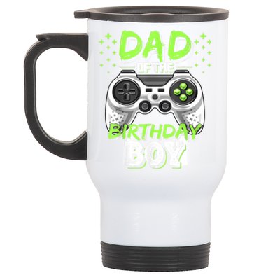 Men Dad Of The Birthday Boy Matching Video Gamer Birthday Party Stainless Steel Travel Mug