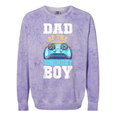 Men Dad Of The Birthday Boy Matching Video Gamer Birthday Party Colorblast Crewneck Sweatshirt