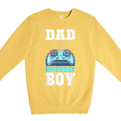 Men Dad Of The Birthday Boy Matching Video Gamer Birthday Party Premium Crewneck Sweatshirt