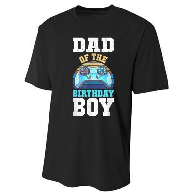 Men Dad Of The Birthday Boy Matching Video Gamer Birthday Party Performance Sprint T-Shirt