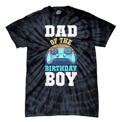 Men Dad Of The Birthday Boy Matching Video Gamer Birthday Party Tie-Dye T-Shirt