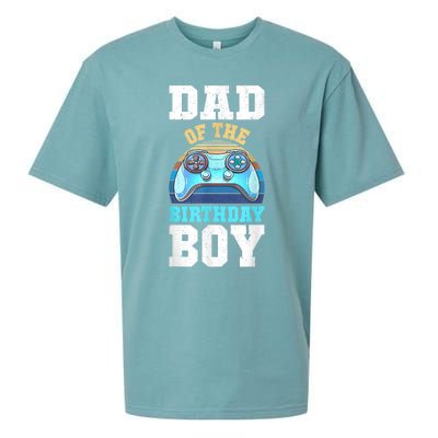 Men Dad Of The Birthday Boy Matching Video Gamer Birthday Party Sueded Cloud Jersey T-Shirt