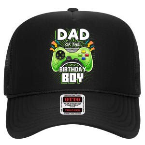 Men Dad Of The Birthday Boy Matching Video Gamer Birthday Party High Crown Mesh Back Trucker Hat