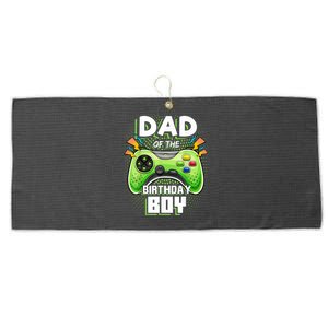 Men Dad Of The Birthday Boy Matching Video Gamer Birthday Party Large Microfiber Waffle Golf Towel