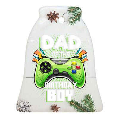 Men Dad Of The Birthday Boy Matching Video Gamer Birthday Party Ceramic Bell Ornament