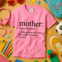 Mother Definition One Person Who Does The Work Of Twenty For Free Kids T-Shirt