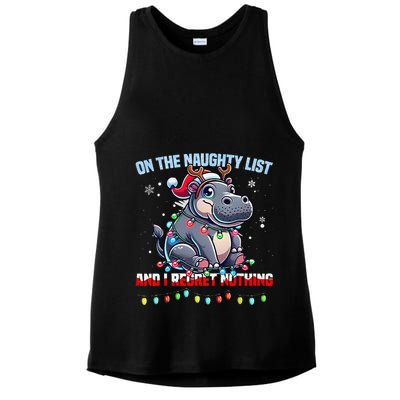 Moo Deng On The List Of Naughty And I Regret Nothing Xmas Ladies PosiCharge Tri-Blend Wicking Tank