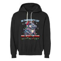 Moo Deng On The List Of Naughty And I Regret Nothing Xmas Garment-Dyed Fleece Hoodie