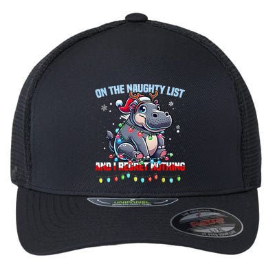 Moo Deng On The List Of Naughty And I Regret Nothing Xmas Flexfit Unipanel Trucker Cap