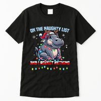 Moo Deng On The List Of Naughty And I Regret Nothing Xmas Tall T-Shirt