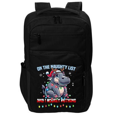 Moo Deng On The List Of Naughty And I Regret Nothing Xmas Impact Tech Backpack