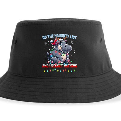 Moo Deng On The List Of Naughty And I Regret Nothing Xmas Sustainable Bucket Hat