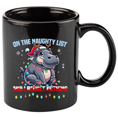 Moo Deng On The List Of Naughty And I Regret Nothing Xmas 11oz C Handle Ceramic Mug