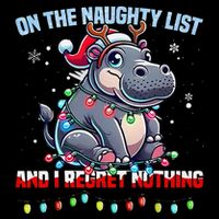 Moo Deng On The List Of Naughty And I Regret Nothing Xmas Drawstring Bag
