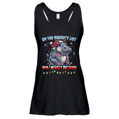 Moo Deng On The List Of Naughty And I Regret Nothing Xmas Ladies Essential Flowy Tank