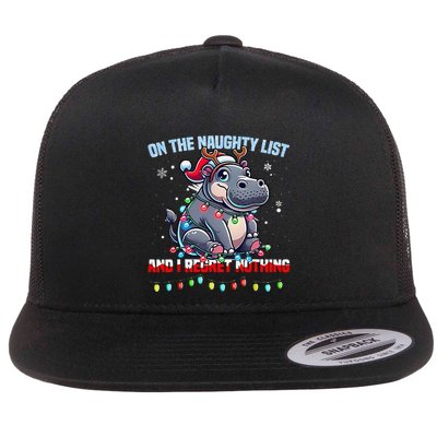 Moo Deng On The List Of Naughty And I Regret Nothing Xmas Flatbill Hat