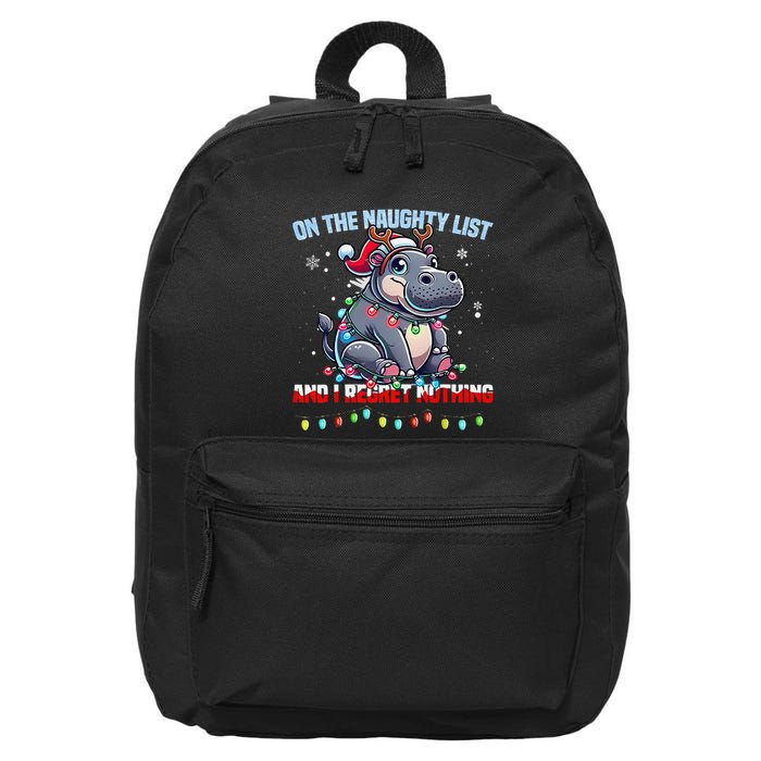 Moo Deng On The List Of Naughty And I Regret Nothing Xmas 16 in Basic Backpack