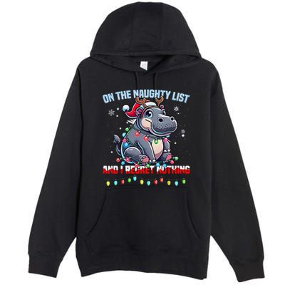 Moo Deng On The List Of Naughty And I Regret Nothing Xmas Premium Pullover Hoodie