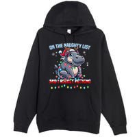 Moo Deng On The List Of Naughty And I Regret Nothing Xmas Premium Pullover Hoodie