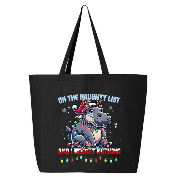 Moo Deng On The List Of Naughty And I Regret Nothing Xmas 25L Jumbo Tote