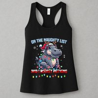 Moo Deng On The List Of Naughty And I Regret Nothing Xmas Womens Tank Top