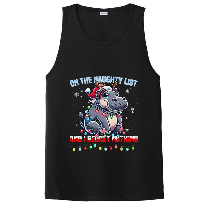 Moo Deng On The List Of Naughty And I Regret Nothing Xmas PosiCharge Competitor Tank