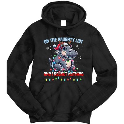 Moo Deng On The List Of Naughty And I Regret Nothing Xmas Tie Dye Hoodie