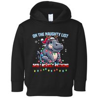 Moo Deng On The List Of Naughty And I Regret Nothing Xmas Toddler Hoodie