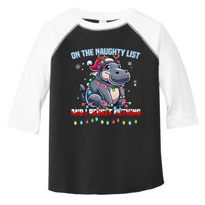 Moo Deng On The List Of Naughty And I Regret Nothing Xmas Toddler Fine Jersey T-Shirt