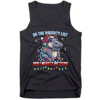 Moo Deng On The List Of Naughty And I Regret Nothing Xmas Tank Top
