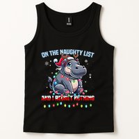 Moo Deng On The List Of Naughty And I Regret Nothing Xmas Tank Top