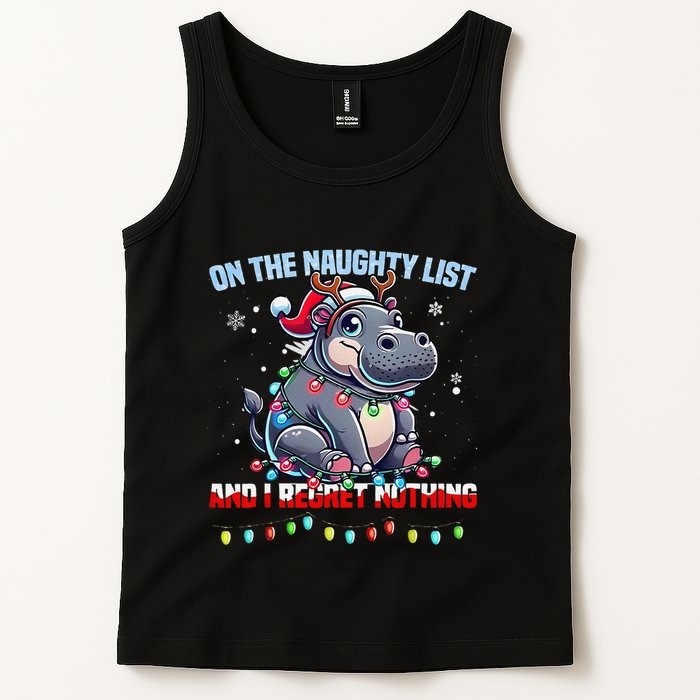 Moo Deng On The List Of Naughty And I Regret Nothing Xmas Tank Top