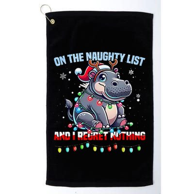 Moo Deng On The List Of Naughty And I Regret Nothing Xmas Golf Towel