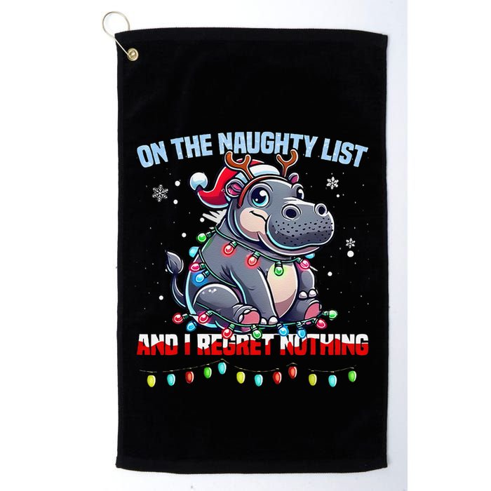 Moo Deng On The List Of Naughty And I Regret Nothing Xmas Golf Towel