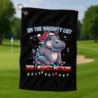 Moo Deng On The List Of Naughty And I Regret Nothing Xmas Golf Towel