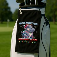 Moo Deng On The List Of Naughty And I Regret Nothing Xmas Golf Towel