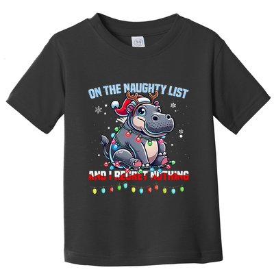 Moo Deng On The List Of Naughty And I Regret Nothing Xmas Toddler T-Shirt