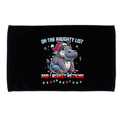 Moo Deng On The List Of Naughty And I Regret Nothing Xmas Microfiber Hand Towel