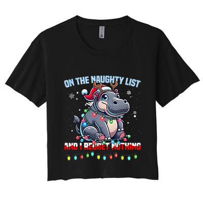 Moo Deng On The List Of Naughty And I Regret Nothing Xmas Crop Top