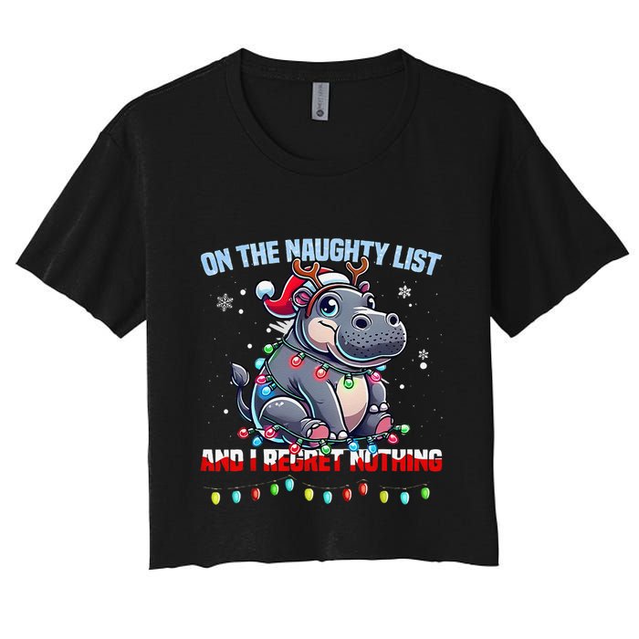 Moo Deng On The List Of Naughty And I Regret Nothing Xmas Crop Top