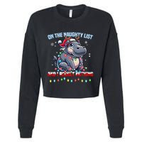 Moo Deng On The List Of Naughty And I Regret Nothing Xmas Cropped Pullover Crew