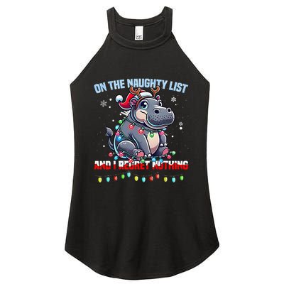 Moo Deng On The List Of Naughty And I Regret Nothing Xmas Women's Perfect Tri Rocker Tank
