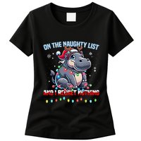 Moo Deng On The List Of Naughty And I Regret Nothing Xmas Womens T-Shirt