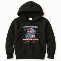 Moo Deng On The List Of Naughty And I Regret Nothing Xmas Kids Hoodie