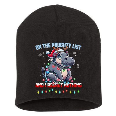 Moo Deng On The List Of Naughty And I Regret Nothing Xmas Short Acrylic Beanie