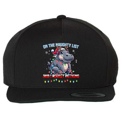 Moo Deng On The List Of Naughty And I Regret Nothing Xmas Wool Snapback Cap