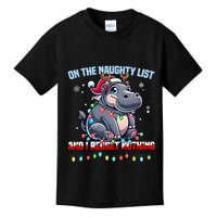 Moo Deng On The List Of Naughty And I Regret Nothing Xmas Kids T-Shirt