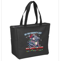 Moo Deng On The List Of Naughty And I Regret Nothing Xmas Zip Tote Bag