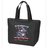 Moo Deng On The List Of Naughty And I Regret Nothing Xmas Zip Tote Bag